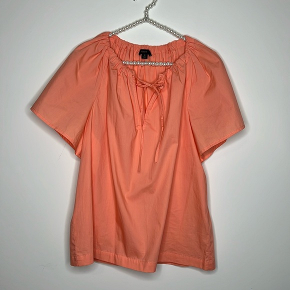 J. CREW POPLIN SWING V-NECK WITH TIE COTTON TOP - Picture 2 of 8
